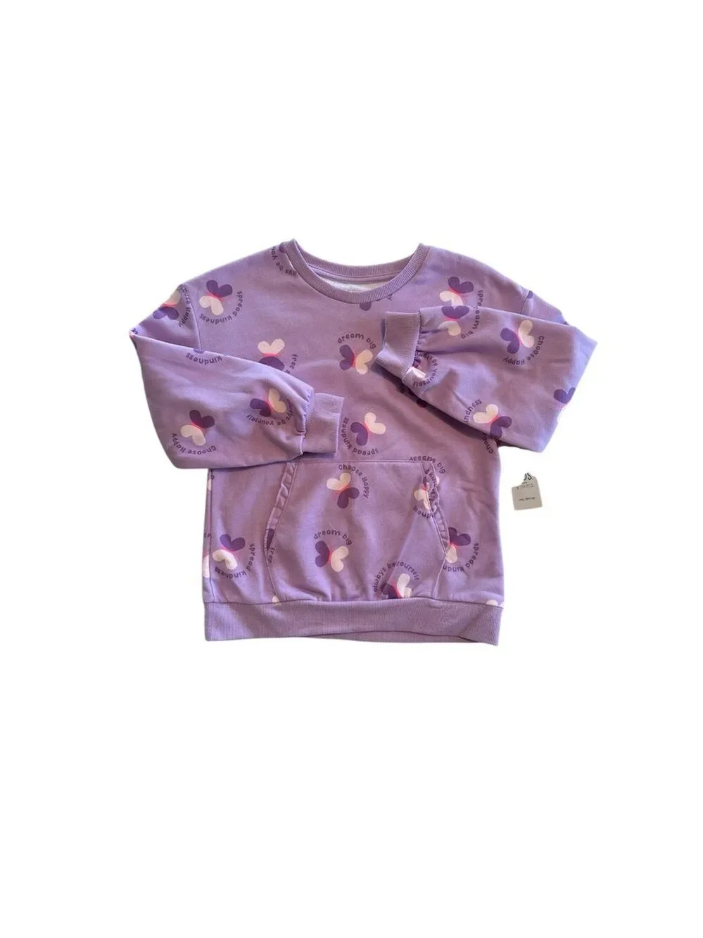 Garanimals Girls 7 Sweatshirt Purple Hippie Dream Big Butterfly Long Sleeve NWT
